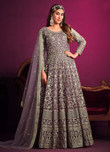 Load image into Gallery viewer, Purple Floral Heavy Embroidered  Anarkali Suit
