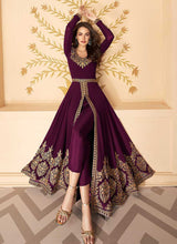 Load image into Gallery viewer, Purple Heavy Embroidered High Slit Style Anarkali fashionandstylish.myshopify.com
