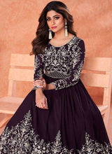 Load image into Gallery viewer, Purple Heavy Embroidered Kalidar Anarkali fashionandstylish.myshopify.com
