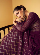 Load image into Gallery viewer, Purple Heavy Embroidered Kalidar Anarkali
