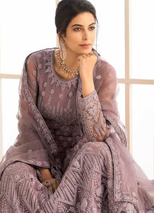 Purple Heavy Embroidered Kalidar Gown Style Anarkali fashionandstylish.myshopify.com
