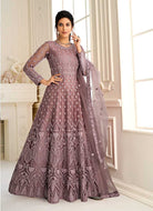 Purple Heavy Embroidered Kalidar Gown Style Anarkali fashionandstylish.myshopify.com
