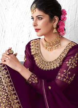 Load image into Gallery viewer, Purple Heavy Embroidered Lehenga Style Anarkali Suit fashionandstylish.myshopify.com
