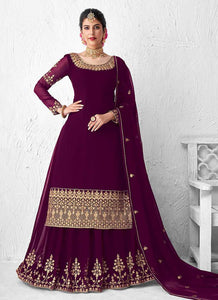 Purple Heavy Embroidered Lehenga Style Anarkali Suit fashionandstylish.myshopify.com