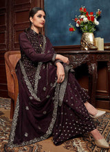 Load image into Gallery viewer, Purple Heavy Embroidered Sequins Work Designer Palazzo Suit fashionandstylish.myshopify.com
