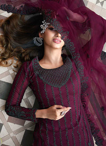 Purple Heavy Embroidered Stylish Palazzo Suit fashionandstylish.myshopify.com