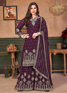 Purple Heavy Embroidered Stylish Palazzo Suit fashionandstylish.myshopify.com