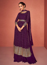 Load image into Gallery viewer, Purple Heavy Embroidered Stylish Sharara Suit
