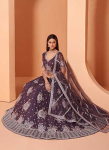 Purple Heavy Floral Embroidered Stylish Lehenga Choli fashionandstylish.myshopify.com