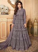 Load image into Gallery viewer, Purple Lucknowi Work Embroidered Anarkali style Lehenga fashionandstylish.myshopify.com
