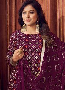 Purple Mirror Embroidered Sharara Style Suit fashionandstylish.myshopify.com