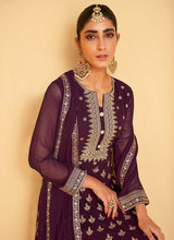 Load image into Gallery viewer, Purple Sequin Embroidered Designer Kalidar Anarkali fashionandstylish.myshopify.com
