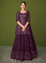 Load image into Gallery viewer, Purple Sequins Embroidered Lehenga Style Designer Suit fashionandstylish.myshopify.com
