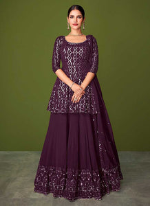 Purple Sequins Embroidered Lehenga Style Designer Suit fashionandstylish.myshopify.com