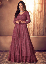 Load image into Gallery viewer, Purple Sequins Embroidered Slit Style Anarkali fashionandstylish.myshopify.com
