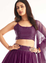 Load image into Gallery viewer, Purple Sequins Embroidered Stylish Lehenga Choli fashionandstylish.myshopify.com
