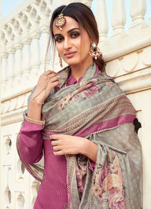Purple Silk Work Embroidered Gharara Style Suit fashionandstylish.myshopify.com