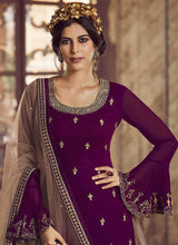 Load image into Gallery viewer, Purple and Beige Heavy Embroidered Lehenga/ Pant Style Suit fashionandstylish.myshopify.com
