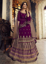 Load image into Gallery viewer, Purple and Beige Heavy Embroidered Lehenga/ Pant Style Suit fashionandstylish.myshopify.com
