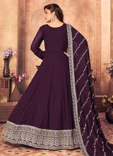 Load image into Gallery viewer, Purple and Gold Embroidered Flaire Anarkali Suit fashionandstylish.myshopify.com
