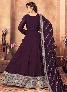 Purple and Gold Embroidered Flaire Anarkali Suit fashionandstylish.myshopify.com