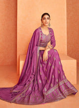 Load image into Gallery viewer, Purple and Gold Embroidered Gown Style Anarkali Suit fashionandstylish.myshopify.com
