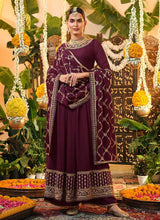 Load image into Gallery viewer, Purple and Gold Heavy Embroidered Stylish Sharara Style Suit fashionandstylish.myshopify.com
