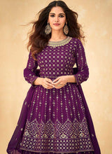 Load image into Gallery viewer, Purple and Gold Sequin Embroidered Indo Western Lehenga fashionandstylish.myshopify.com
