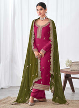 Load image into Gallery viewer, Purple and Green Embroidered Palazzo Suit fashionandstylish.myshopify.com
