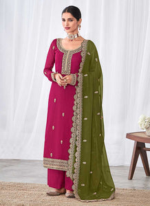 Purple and Green Embroidered Palazzo Suit fashionandstylish.myshopify.com