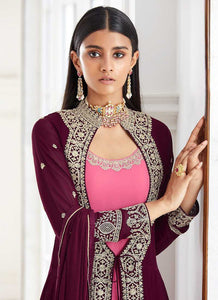 Purple and Pink Heavy Embroidered Jacket Style Suit fashionandstylish.myshopify.com
