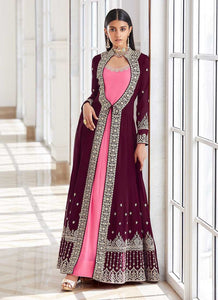 Purple and Pink Heavy Embroidered Jacket Style Suit fashionandstylish.myshopify.com