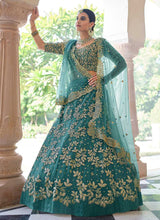 Load image into Gallery viewer, Rama Green Floral Embroidered Stylish Wedding Lehenga fashionandstylish.myshopify.com
