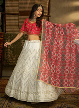Load image into Gallery viewer, Red And White Stylish Embroidered Lehenga Choli

