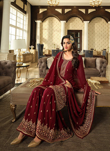 Red Color Heavy Embroidered Gharara Style Suit