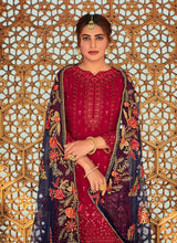 Load image into Gallery viewer, Red Embroidered Palazzo Style Suit fashionandstylish.myshopify.com
