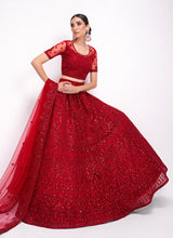 Load image into Gallery viewer, Red Floral Embroidered Heavy Designer Lehenga Choli
