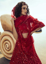 Load image into Gallery viewer, Red Sequins Embroidered Stylish Lehenga Choli fashionandstylish.myshopify.com
