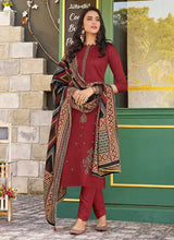 Load image into Gallery viewer, Red Violet Embroidered Straight Pant Style Suit fashionandstylish.myshopify.com
