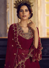 Load image into Gallery viewer, Red and Gold Heavy Embroidered Lehenga/ Pant Style Suit fashionandstylish.myshopify.com
