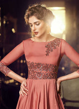 Load image into Gallery viewer, Rose Gold Embroidered Anarkali Style Gown fashionandstylish.myshopify.com
