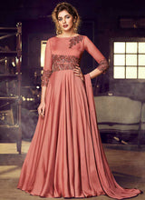 Load image into Gallery viewer, Rose Gold Embroidered Anarkali Style Gown fashionandstylish.myshopify.com

