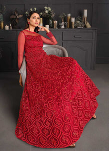Rose Red Heavy Floral Embroidered Kalidar Gown Style Anarkali fashionandstylish.myshopify.com