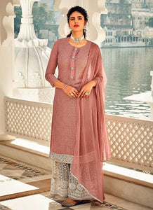 Rouge Pink and Grey Embroidered Sharara Style Suit fashionandstylish.myshopify.com