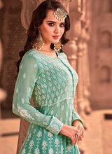 Load image into Gallery viewer, Sea Green Heavy Embroidered Lehenga Style Anarkali fashionandstylish.myshopify.com
