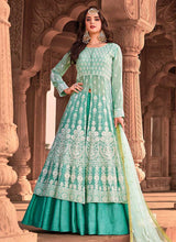 Load image into Gallery viewer, Sea Green Heavy Embroidered Lehenga Style Anarkali fashionandstylish.myshopify.com
