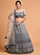 Load image into Gallery viewer, Silver Grey Floral Heavy Embroidered Designer Lehenga Choli fashionandstylish.myshopify.com

