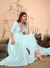 Load image into Gallery viewer, Sky Blue Embroidered Stylish Palazzo Suit
