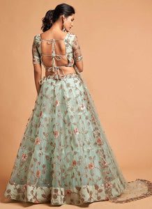 Sky Blue Floral Heavy Embroidered Designer Lehenga Choli fashionandstylish.myshopify.com