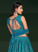 Load image into Gallery viewer, Teal Blue Embroidered Stylish Lehenga Choli
